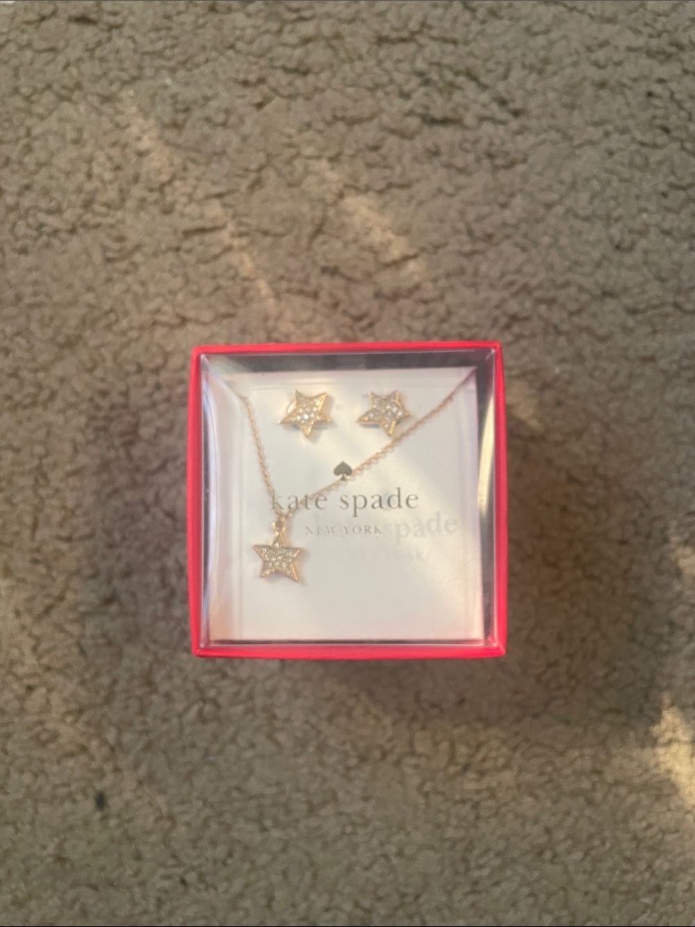 kate spade Gold Star Pavé Necklace and Stud Earrings Set